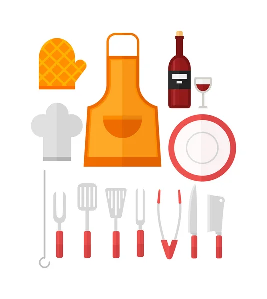 Grill tools vector set. — Stockvector