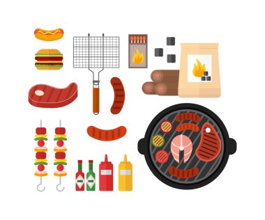 Barbekü barbekü simgeleri vektör illüstrasyon.