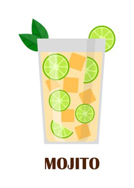 Mojito kokteyl vektör illüstrasyon.