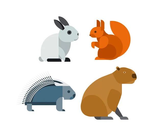 Cartoon rodents animals vector set. — Stock Vector