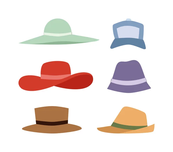 Sombreros de verano colección vector conjunto . — Vector de stock