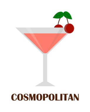 Cosmopolitan kokteyl vektör çizim.