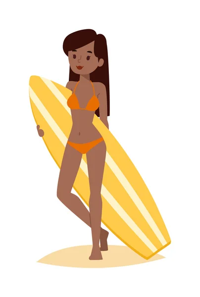 Surf gente vector chica . — Vector de stock