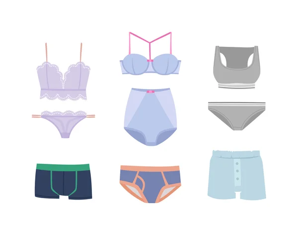 Underwear isolated vector set. — Stock Vector