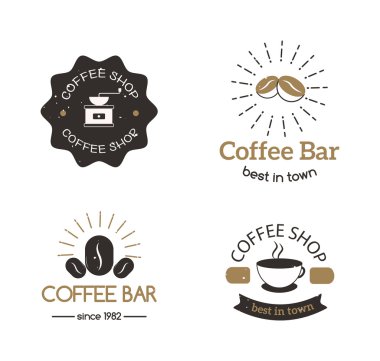 Kahve Dükkanı işareti Cafe sembolü rozet vektör.