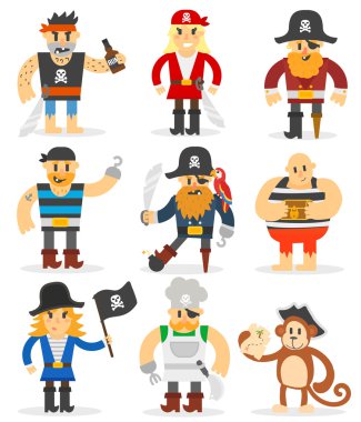 Çizgi film Pirates ayarlayın vektör.