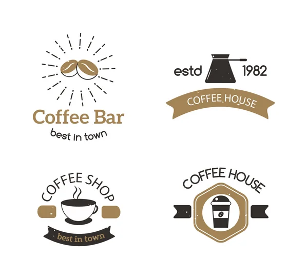 Coffee shop skylt café symbol badge vektor. — Stock vektor