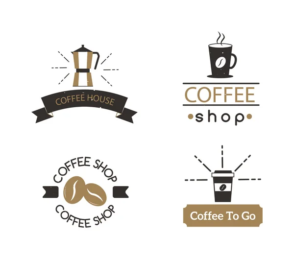 Coffeeshop teken café symbool badge vector. — Stockvector