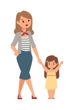 Anne ve kızı illüstrasyon vektör.