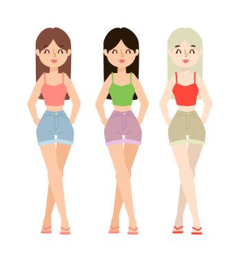 Moda kızı vektör çizimi.