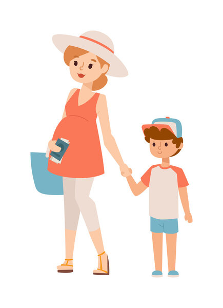 Young pregnant woman character vector