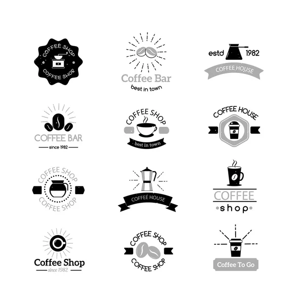 Coffee shop skylt café symbol badge vektor. — Stock vektor