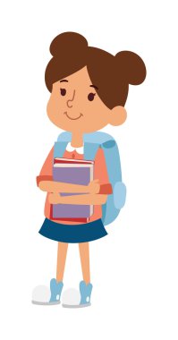 Okul çocuk kız eğitim karakter vektörü.