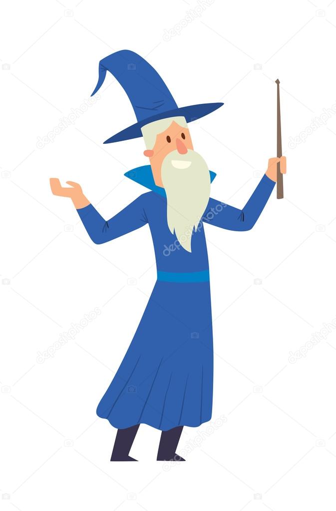 Magicians and wizards illusion show old man character vector.