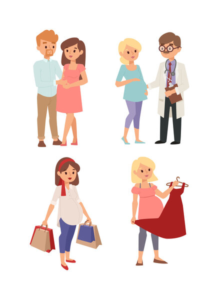 Young pregnant woman character vector