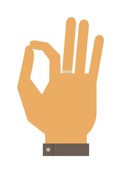 Sziluettjét kéz mutatja a szimbólum Ok vektoros illusztráció. — Stock Vector