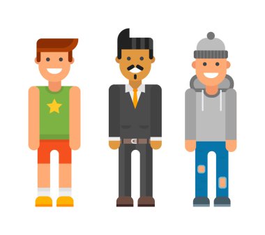 Modern hipster boy vektör illüstrasyon.