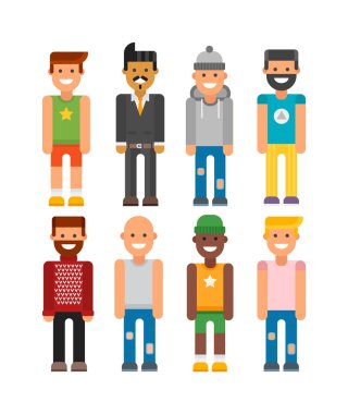 Modern hipster boy vektör illüstrasyon.