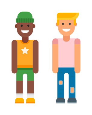 Modern hipster boy vektör illüstrasyon.