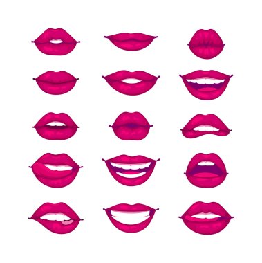 Kadın dudakları izole vektör illüstrasyon.
