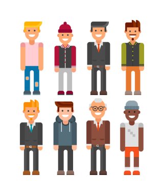 Modern hipster boy vektör illüstrasyon.