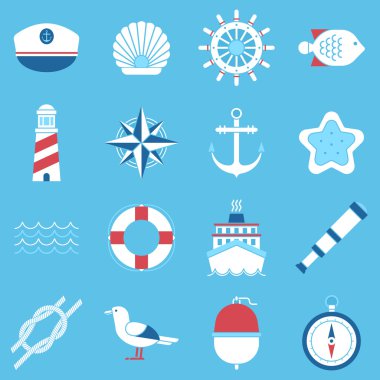 Deniz deniz simgeler vektör set.