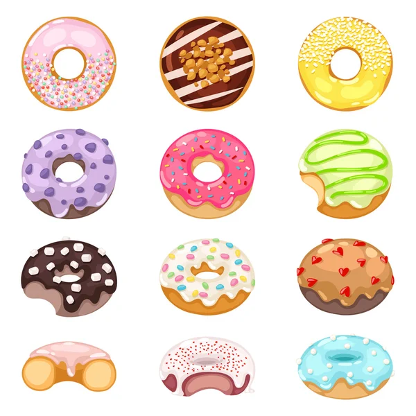 Donuts Vektor Set. — Stockvektor