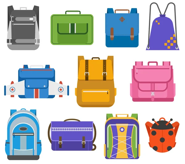 Ensemble vectoriel sacs scolaires . — Image vectorielle