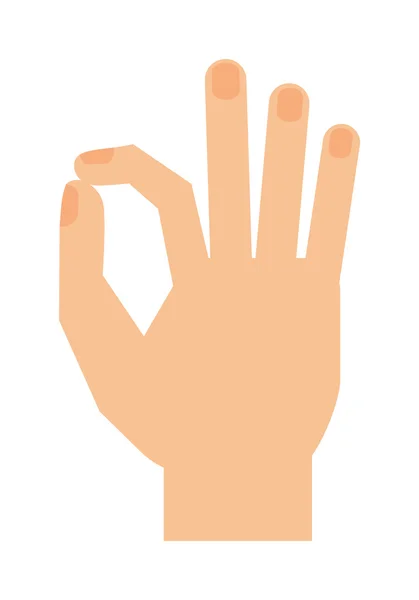 Silhouette hand showing symbol Ok vector illustration. — Stock Vector