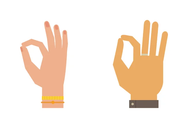 Силуэт руки с символом ОК векторная иллюстрация . — стоковый вектор