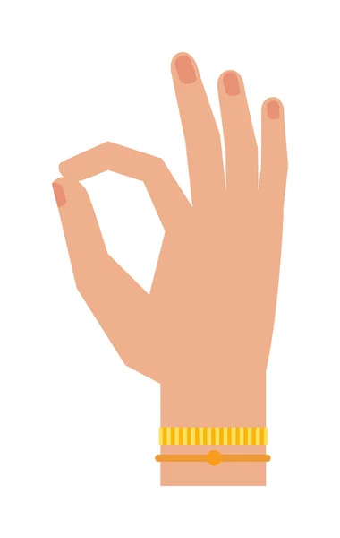 Silhouette hand showing symbol Ok vector illustration. — Stock Vector