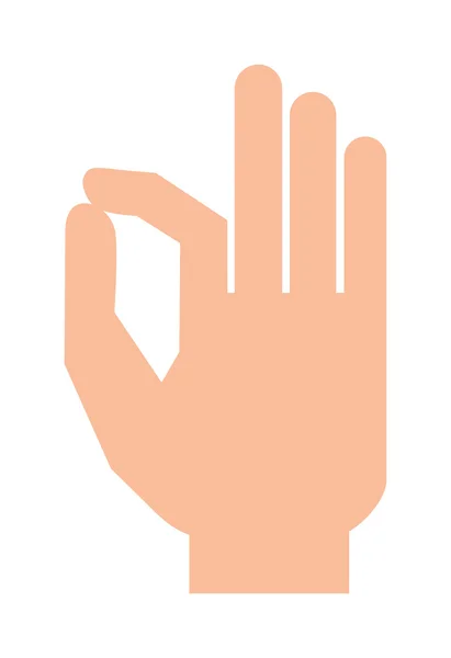 Silueta mano mostrando símbolo Ok vector ilustración . — Vector de stock