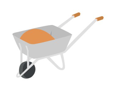 İnşaat el arabası vektör çizim.