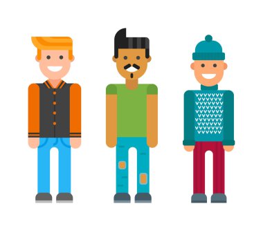 Modern hipster boy vektör illüstrasyon.