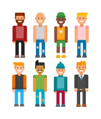 Modern hipster boy vektör illüstrasyon.