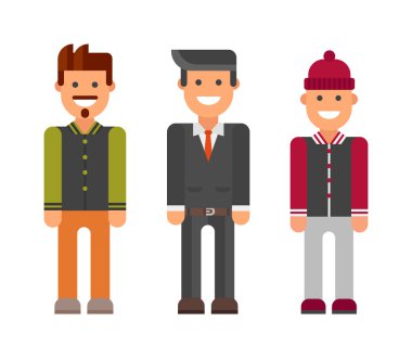 Modern hipster boy vektör illüstrasyon.