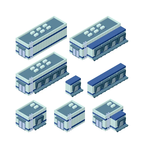 Izometrikus épületvektor illusztráció — Stock Vector