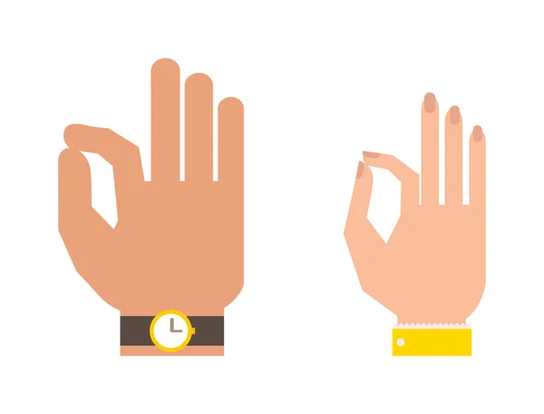 Sziluettjét kéz mutatja a szimbólum Ok vektoros illusztráció. — Stock Vector