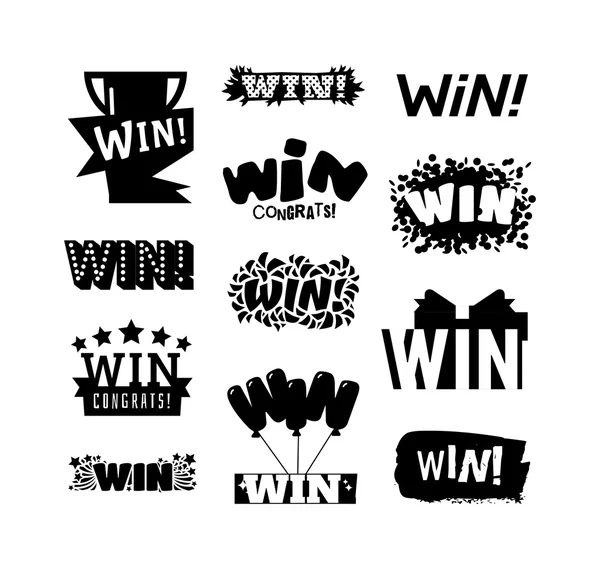 Win text vector illustration — Stok Vektör