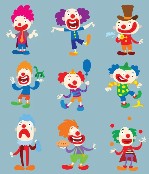 Personaje payaso vector ilustraciones de dibujos animados — Vector de stock