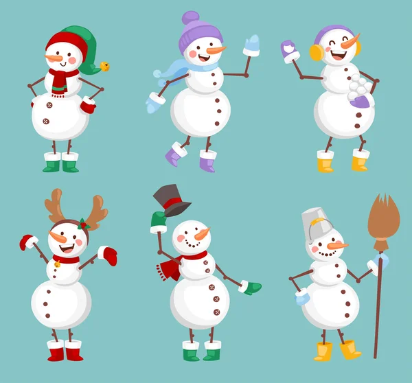 Carácter muñeco de nieve de dibujos animados — Vector de stock