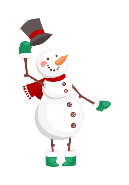 Personagem do boneco de neve dos desenhos animados — Vetor de Stock