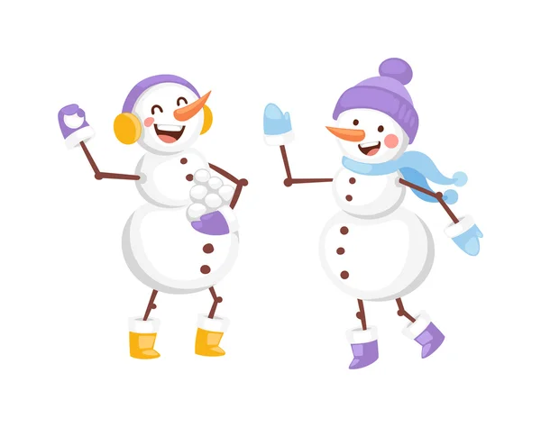 Carácter muñeco de nieve de dibujos animados — Archivo Imágenes Vectoriales