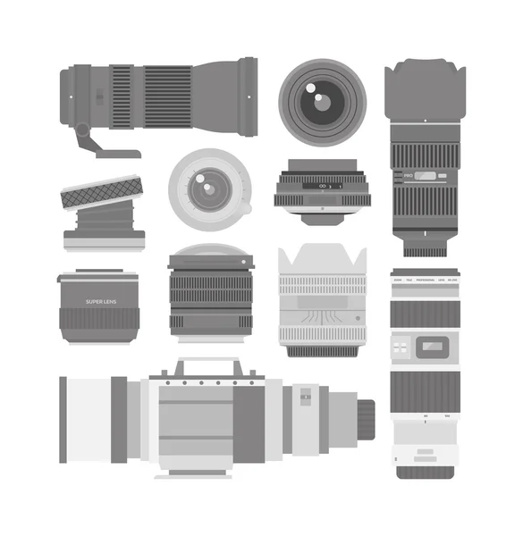 Photo optic lenses vector set. — Stock Vector