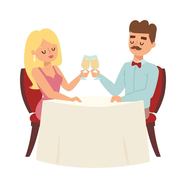 Namoro casal no restaurante — Vetor de Stock