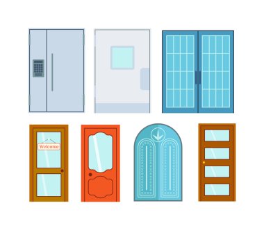 Kapılar izole vektör çizim.