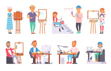 Sanatçı yaratıcı insanlar vektör seti.
