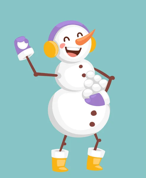 Personnage de bonhomme de neige dessin animé — Image vectorielle