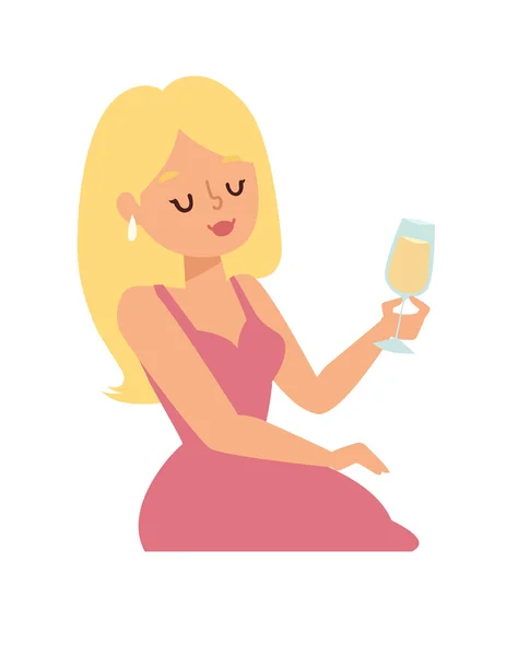 Illustration vectorielle de verre de vin fille . — Image vectorielle