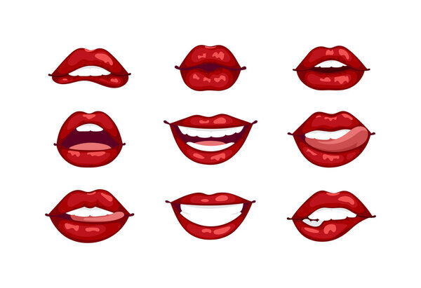 Female lips isolated vector illustration.